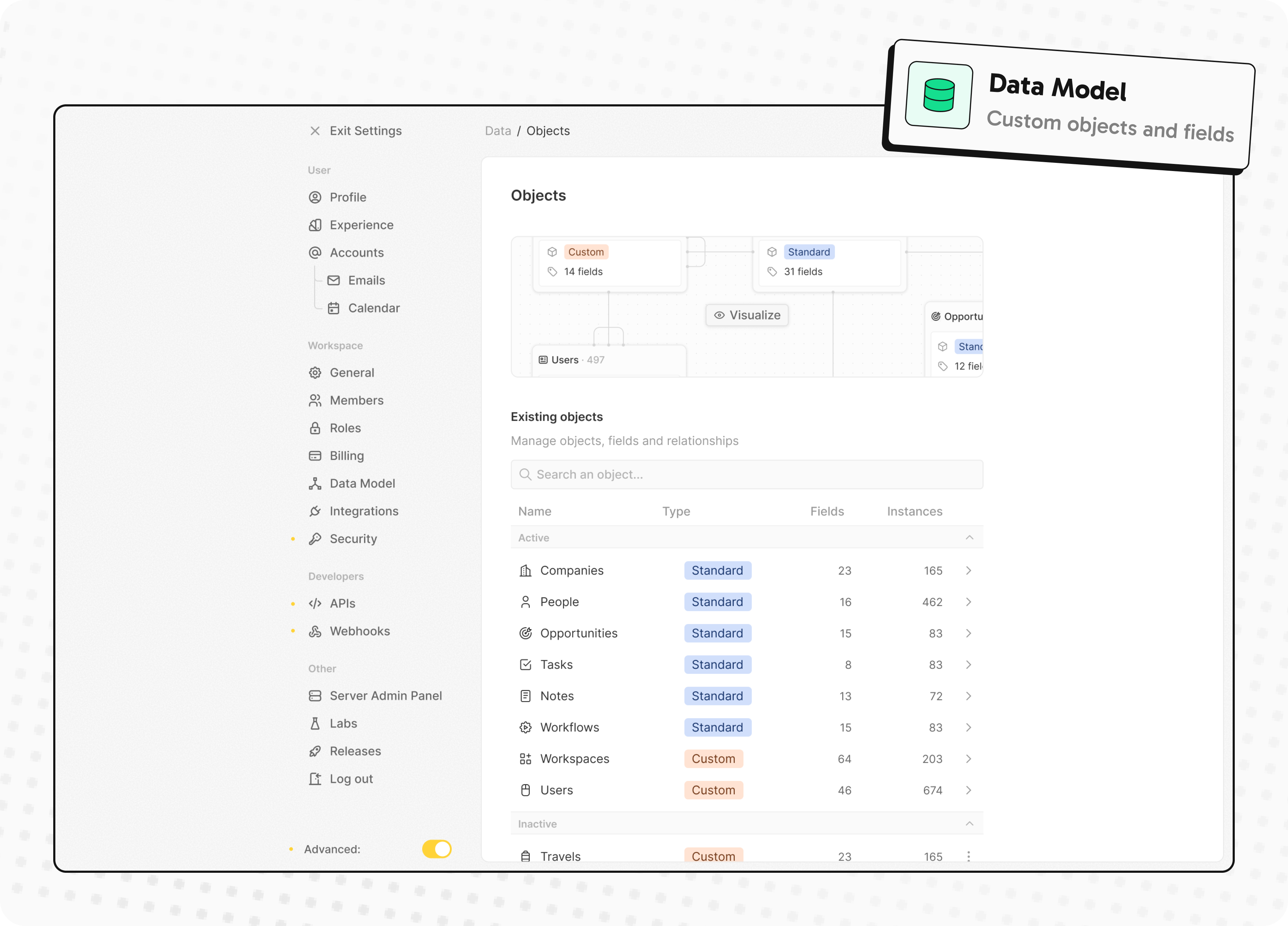 Setting Custom Objects